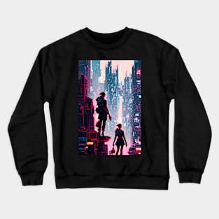 night city cyberpunk, cyberpunk art, neon art v29 Crewneck Sweatshirt